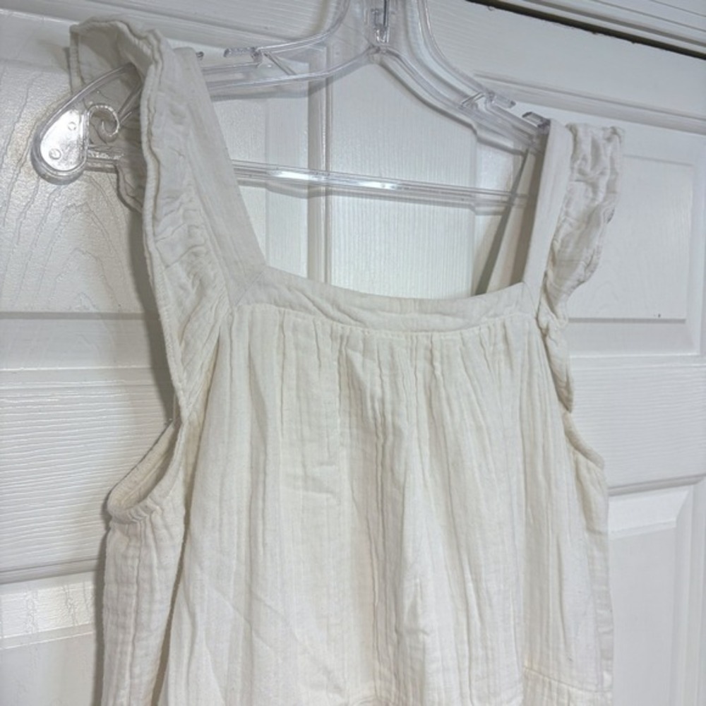 Mud Pie Cotton M Ruffle Sleeve Tiered Colorblock Muslin Shift Sun Dress Cottage - Picture 3 of 9